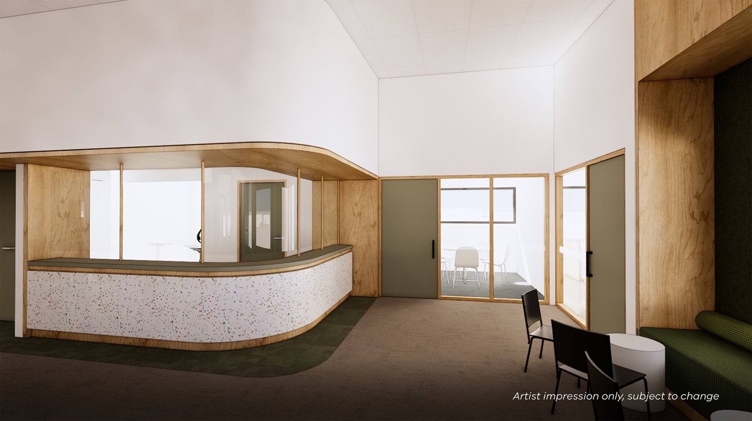 Artist illustration of the reception at the centre