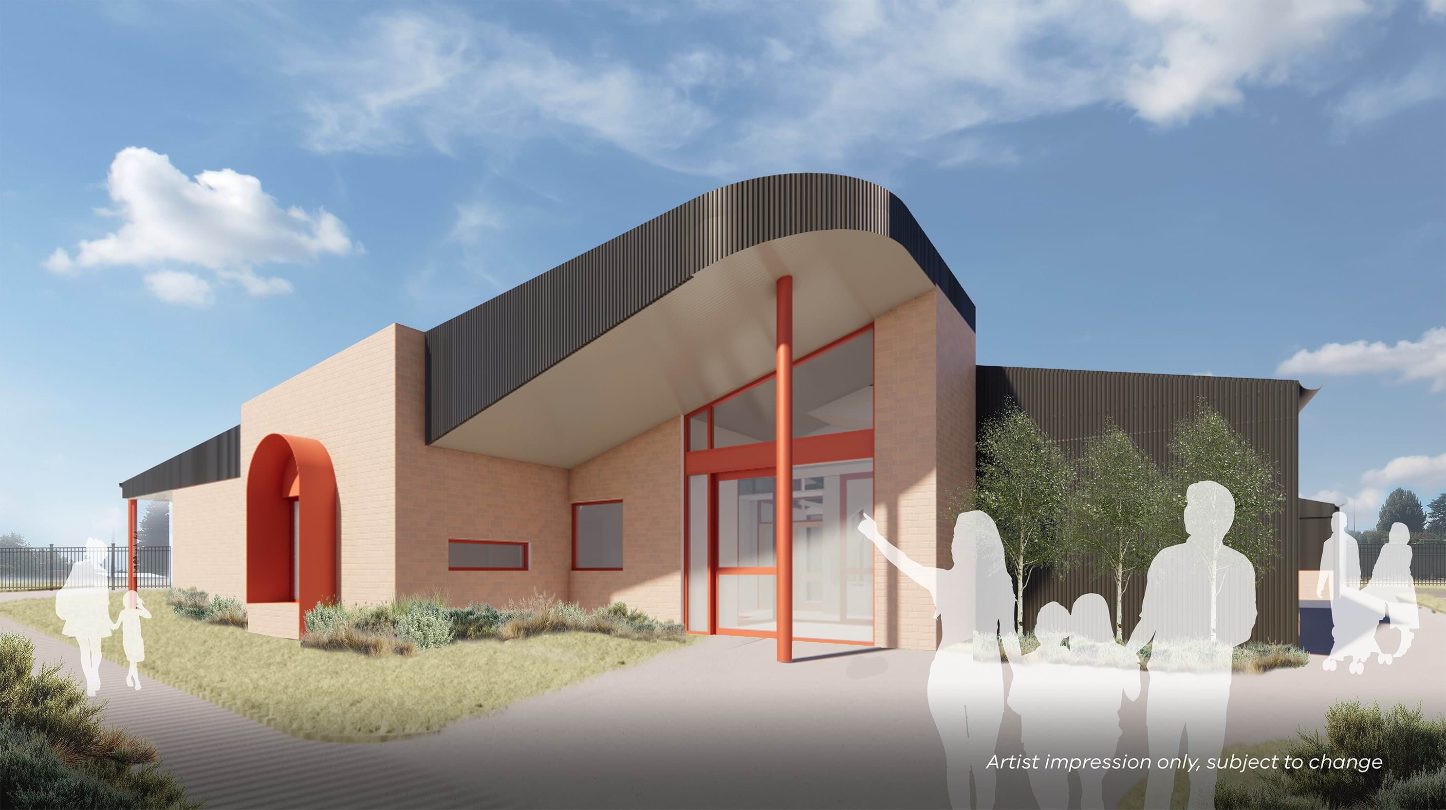 Artist illustration of the outside entry at the centre