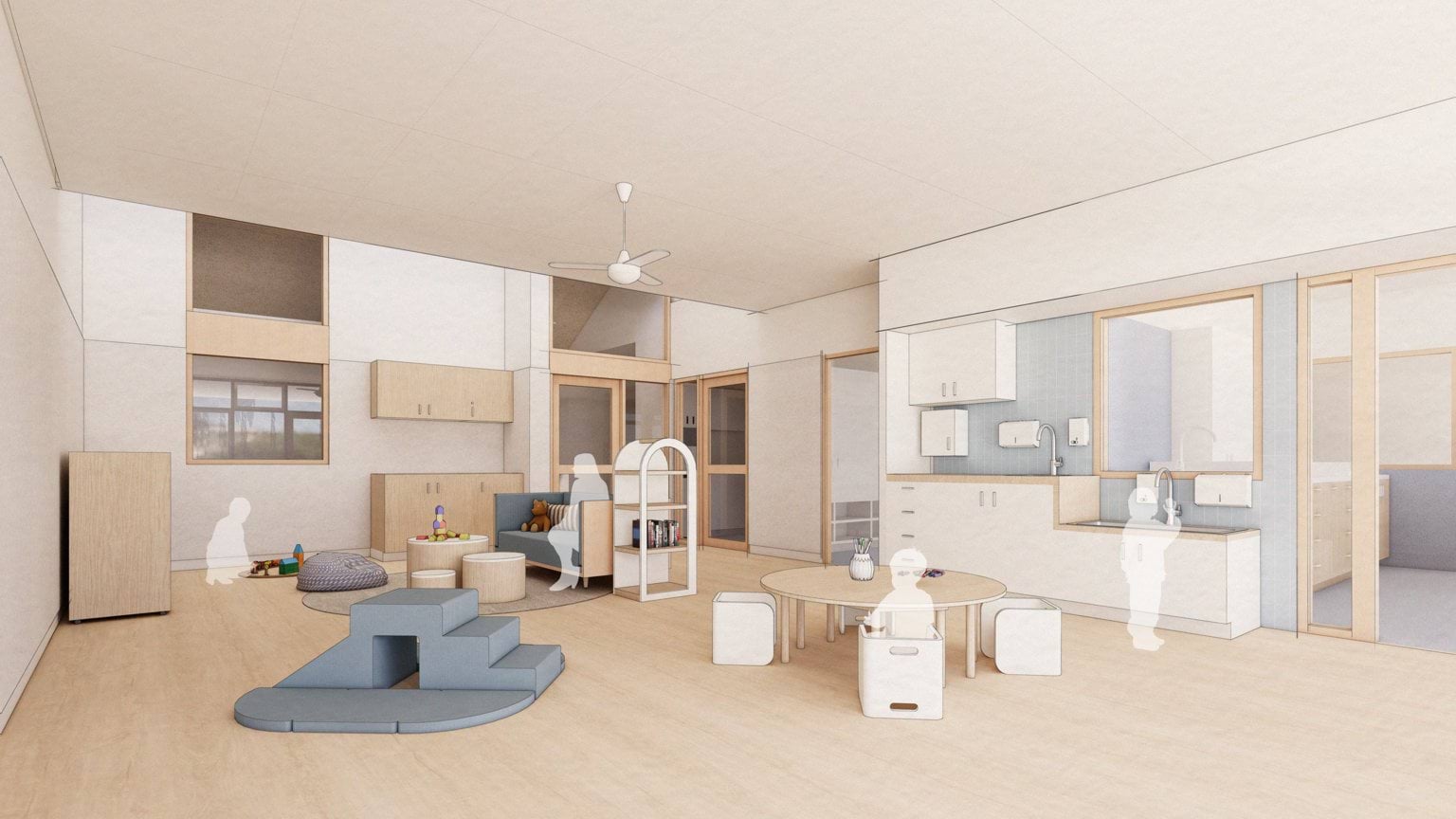 Artist illustration of a room at the centre